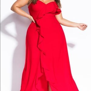 NWT City Chic Maxi Catalina Womens Floor Length Dress Red Sz 22 Holiday Party